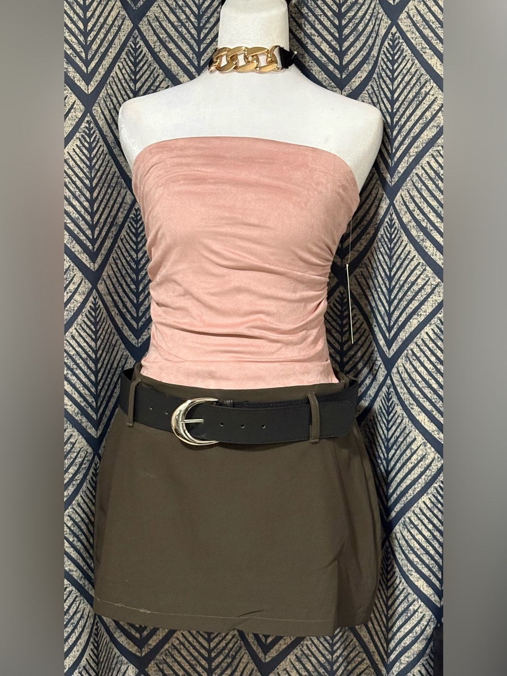 NWT Sugar Kiss Pink Faux Suede Ruched Tube Top - Size S, Y2K